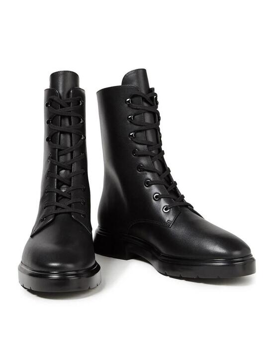 Stuart Weitzman Shoes - Stuart Weitzman Women's Black Mckenzee Leather Combat Boots with Box - Size 8.5
